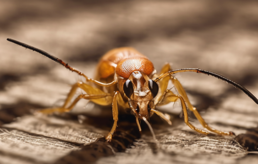 Technician in personal protective equipment performing safe and compliant pesticide application in a UAE field pest control operation with desert landscape in background.