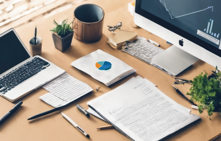 Image showing a professional person editing a technical report on a computer screen with highlighted text and diagrams, representing the best writing style for technical reports