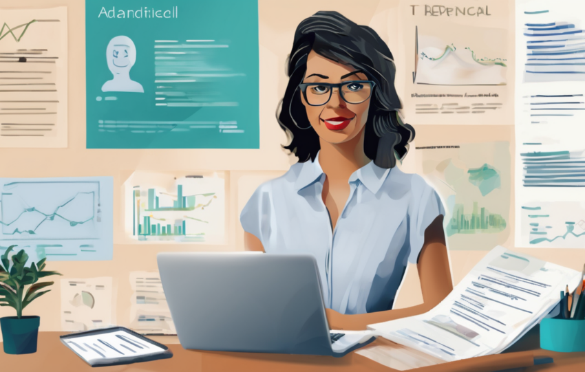 Illustration showing a technical report being adapted in different formats and styles for diverse audiences and stakeholders, highlighting language, visual aids, and structure adjustments.