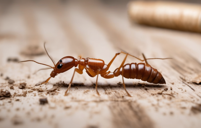 Infographic showing average termite damage repair cost by infestation severity in Dubai villas: minor AED 5K-15K, moderate AED 20K-60K, severe AED 100K+ with bar chart and Palm Jumeirah villa damage photo.