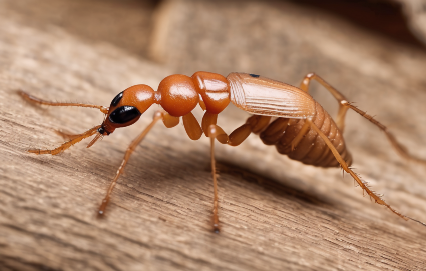 Illustration showing a cross-section of termite-infested wood with heat treatment applications highlighting heat sinks and termite survival zones to explain limitations and challenges of heat treatment for different termite species.