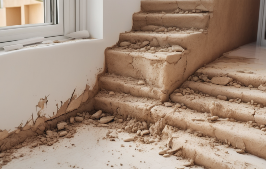 Infographic showing termite damage repair costs for Dubai villas: cost ranges from AED 10,000 to 50,000+ broken down by severity, with villa images from Jumeirah and Palm Jumeirah.