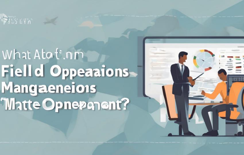 Illustration of coordinated field operations showing technicians, scheduling, dispatch, communication, and data management for effective outside-the-office workforce management.