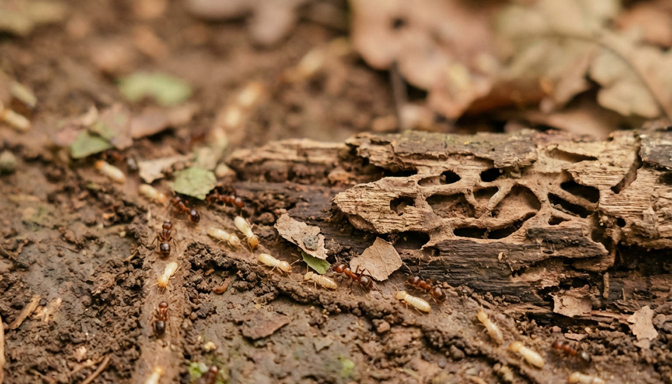 Evolutionary Adaptations for Efficient Foraging - Ants and termites use specialized workers to gather food and maintain their colonies. This image highlights the importance of these adaptations in pest management.