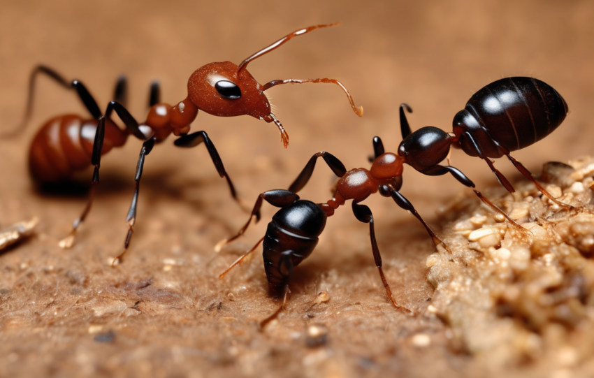 how does ants and termites evolve a very similar caste system - Ant colony with worker and soldier ants working together to construct the nest