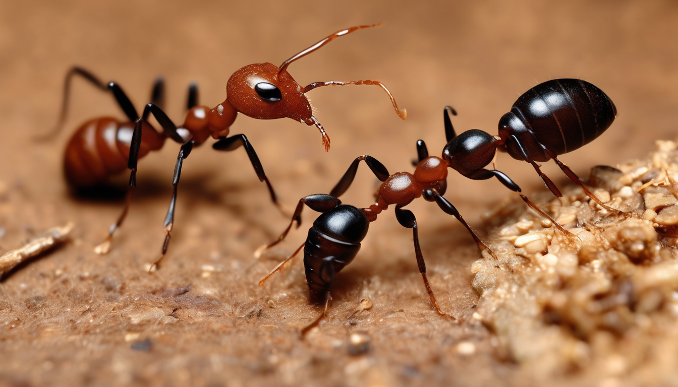 how does ants and termites evolve a very similar caste system - Ant colony with worker and soldier ants working together to construct the nest