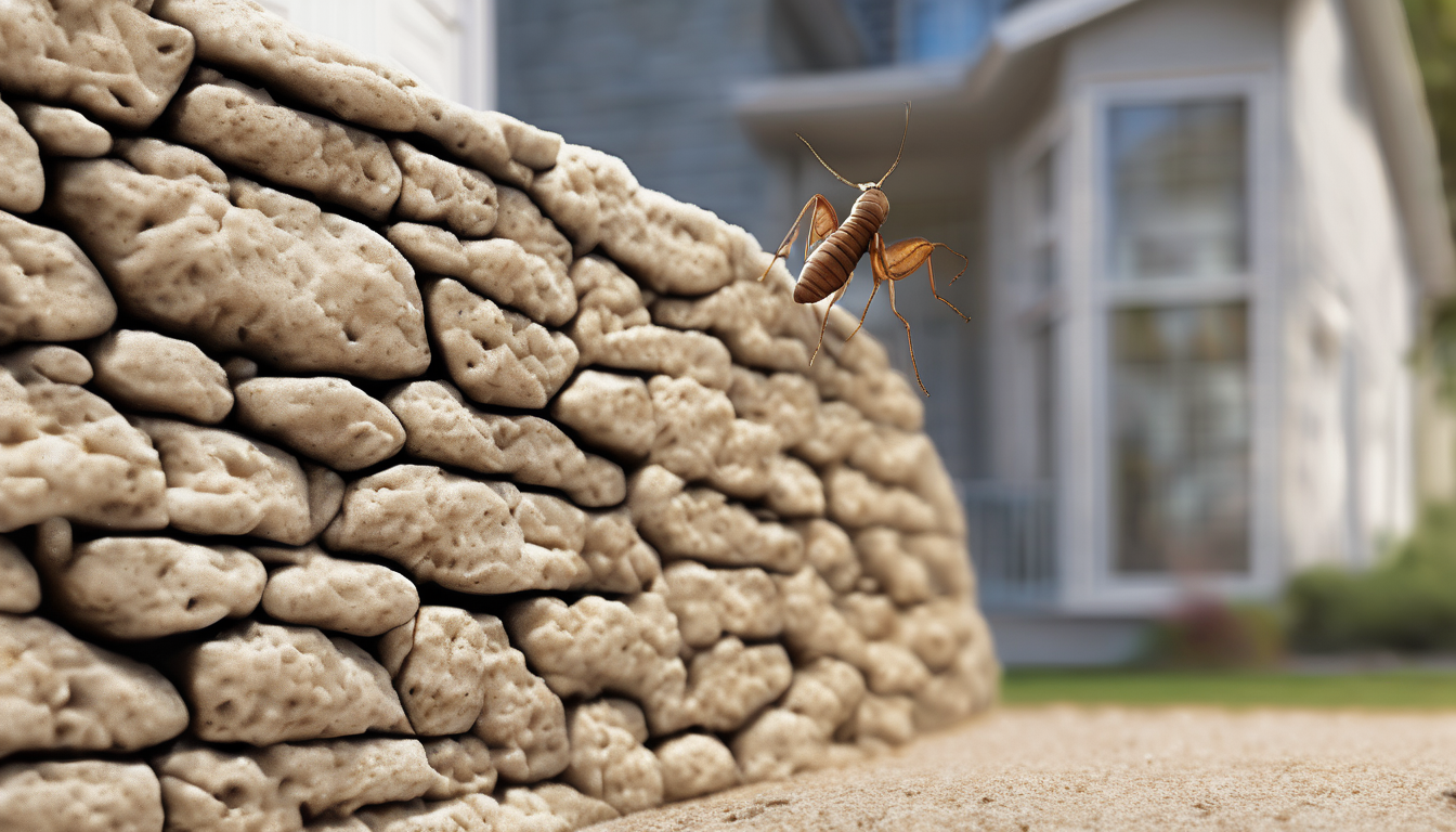 Does a rock barrier reduce termite risk – crushed granite particle barrier installation around foundation footing for subterranean termite exclusion