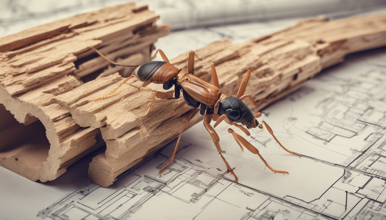 An architect reviewing blueprints with termite prevention annotations for a construction project in Dubai.