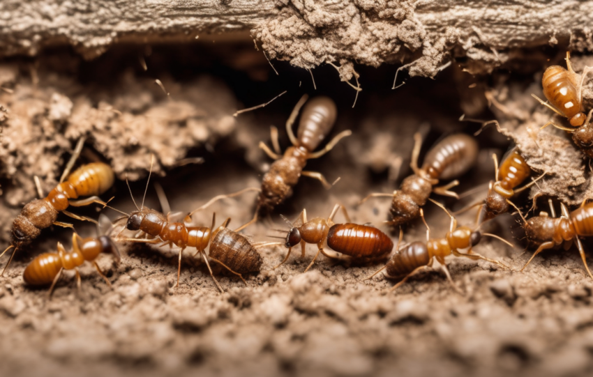 How Texas Subterranean Termites Invade Homes Through Soil - close-up of mud tubes emerging from sandy soil along concrete foundation crack (92 chars)