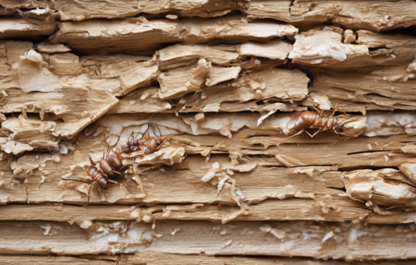 Signs of Formosan Termite Structural Damage in Texas - Hollow wood with mud packing in Texas slab foundation wall (98 chars)