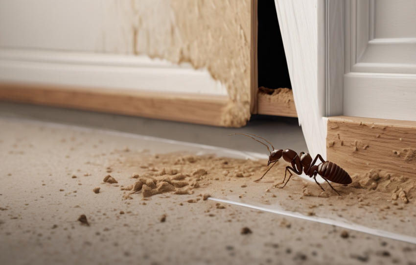 Emergency Termite Damage Control Services Dubai - technician conducting thermal inspection of villa wall