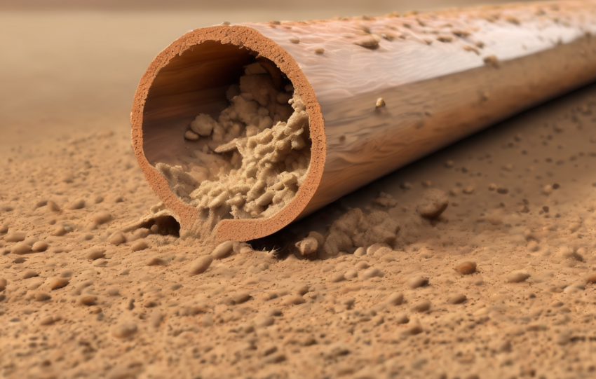 Moisture Requirements for Termite Tube Construction - termite mud tube closeup showing moisture content