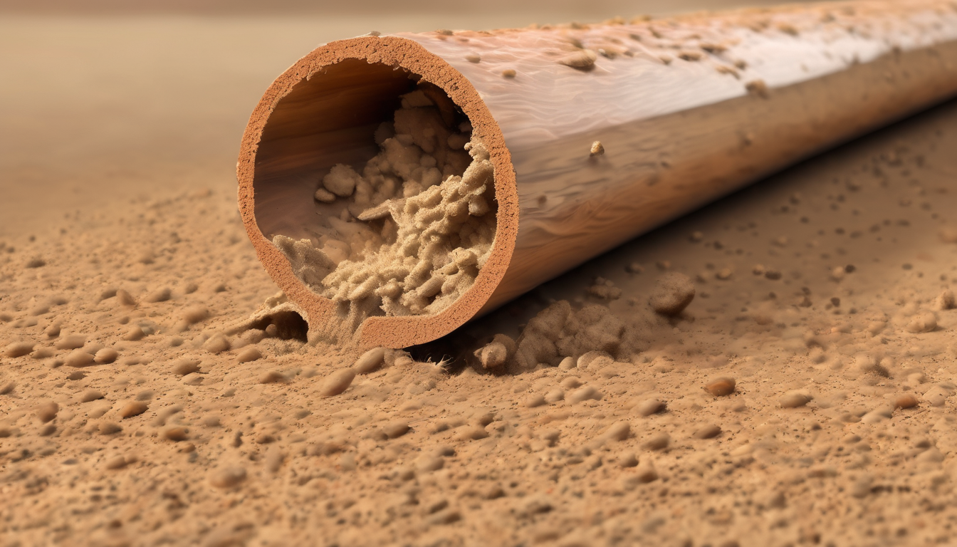 Moisture Requirements for Termite Tube Construction - termite mud tube closeup showing moisture content