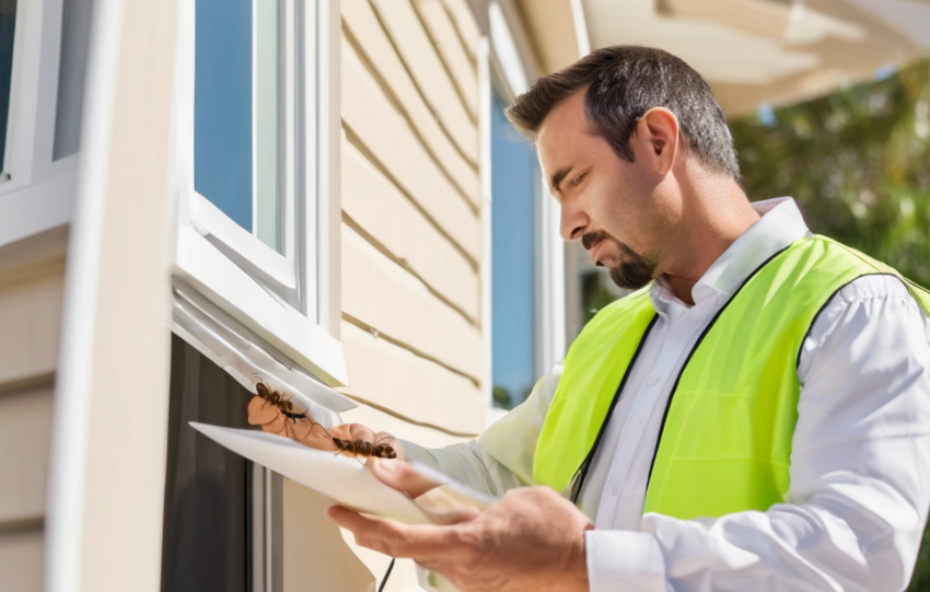 Termite Damage Signs Early Detection for Dubai Homes - professional inspection using moisture meter on Dubai villa wall